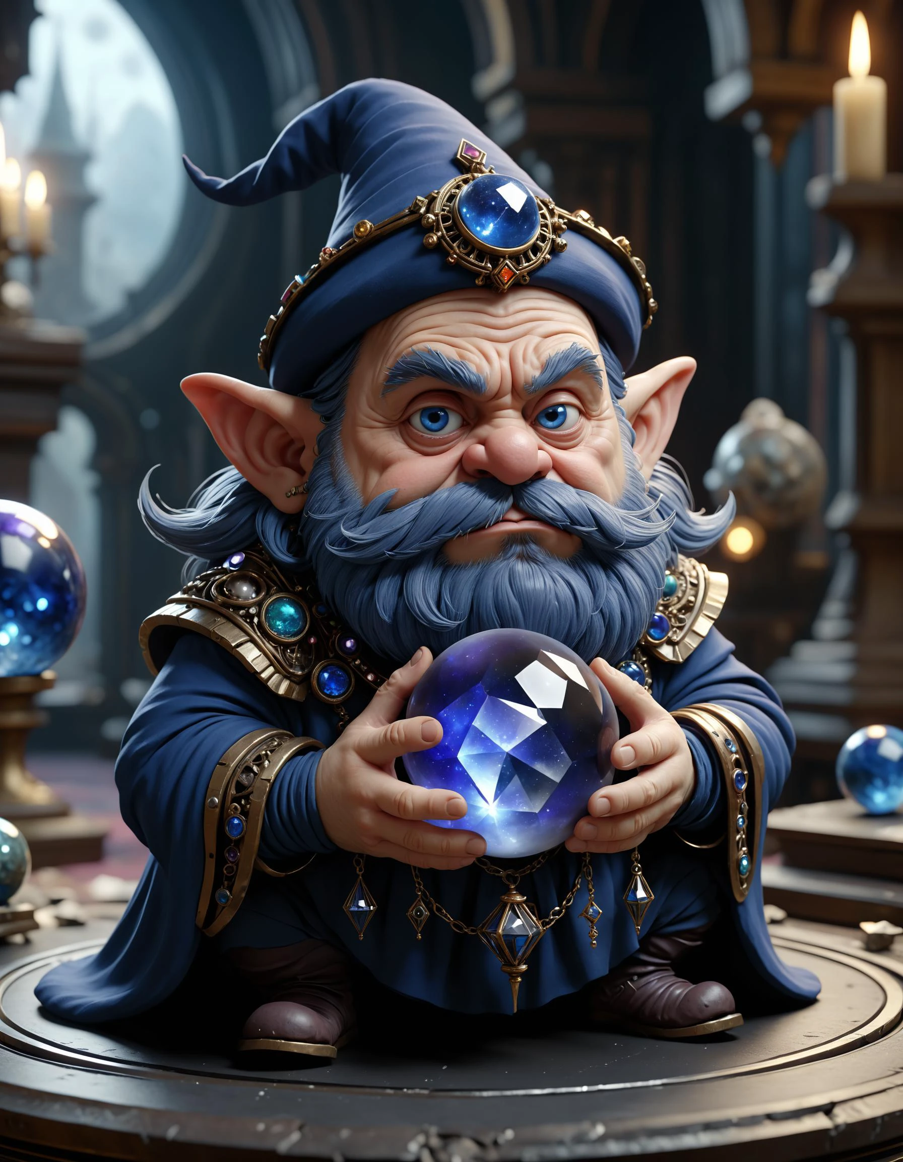 portrait of Admiration dwarf with rugged charm playful tease, wearing Intergalactic Indigo, ornate brooch, in melancholy tune from a distant piano afterlife realm with heavenly gates, crushed bones, scent of decay, morbid fascination witch's crystal ball, wide shot, neutral colors, high production value, 8k resolution, sharp focus, high resolution, very detailed, realistic, unreal engine 5, path tracing, cinematic, dslr, high quality, high detail, 4k, 8k , <lora:RMSDXL_Creative:1>