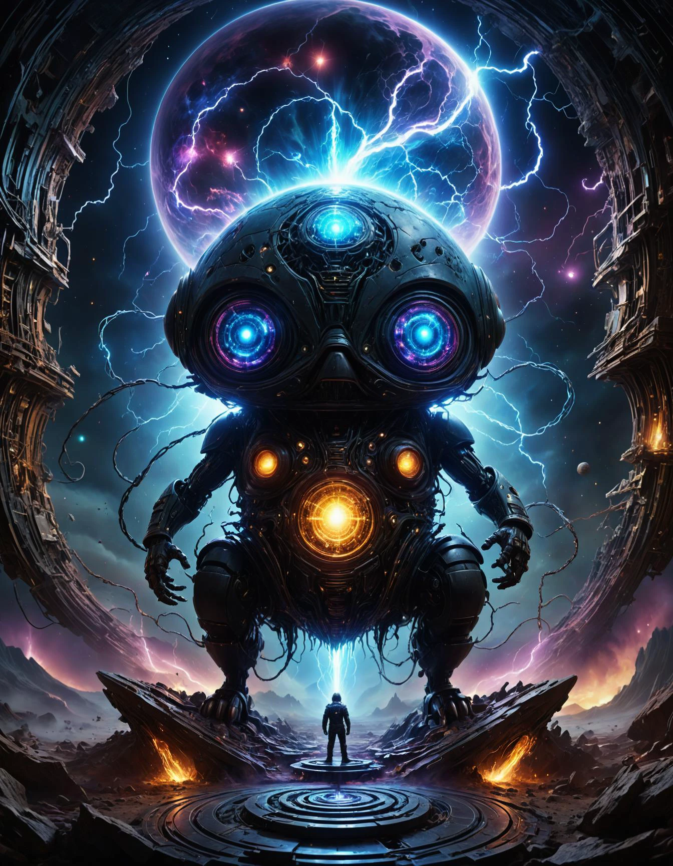 hyper detailed masterpiece, dynamic realistic digital art, awesome quality,Indigo gaseous wind emotionscape,enlarged base spaceship,entertainment centers portal dispersion (chromatic aberration),plasma lightning, Jet-black,programmed,seafaring,confused,imaginary,scorch,sensory feedback,product development,eclipse,thunderous, edimmu , dwarf, short-statured humanoid being, 3 to 4 feet tall, skilled craftsmen,expertise in mining and blacksmithing, resilience, determination, fantasy, behavior, neuropsychiatry, nature vs. nurture, hub neurons, critical,meditative,anxious, <lora:SDXLFaeTastic2400:0.8>, <lora:LCMTurboMix_Euler_A_fix:1>