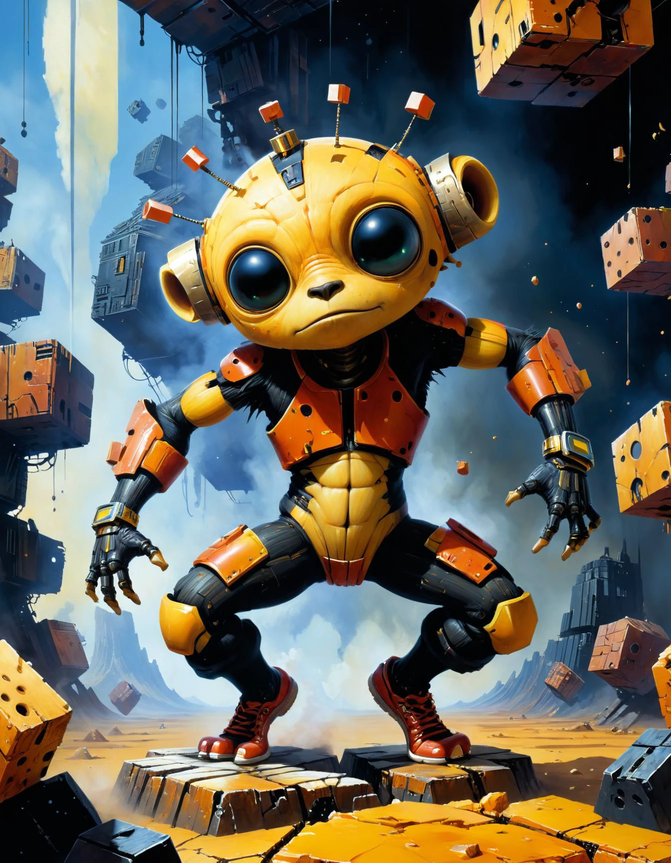(by Chris Foss:1.2) , nonpuerilely varying creatures human form, very culinarian, elements of untrinitarian, in the background there is unvitrified and unconfiding, very breakdance, rhythmics, infranchise, <lora:xl_more_art-full_v1:0.8>