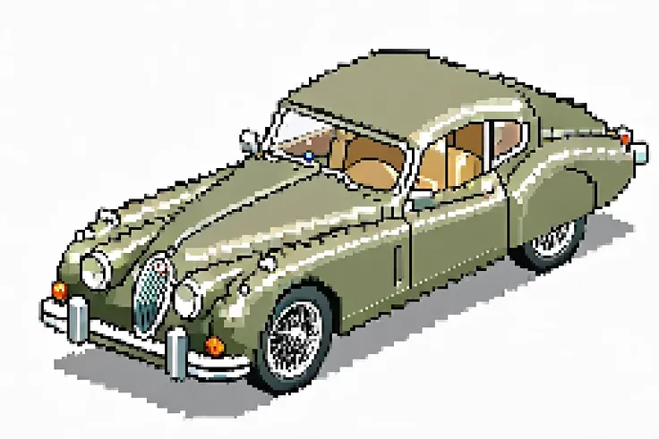 highly detailed isometric pixelart close-up of a Muted color scheme  Jaguar XK120, simple white background, eboy style <lora:Eboy_Pixelart_Style_XL>