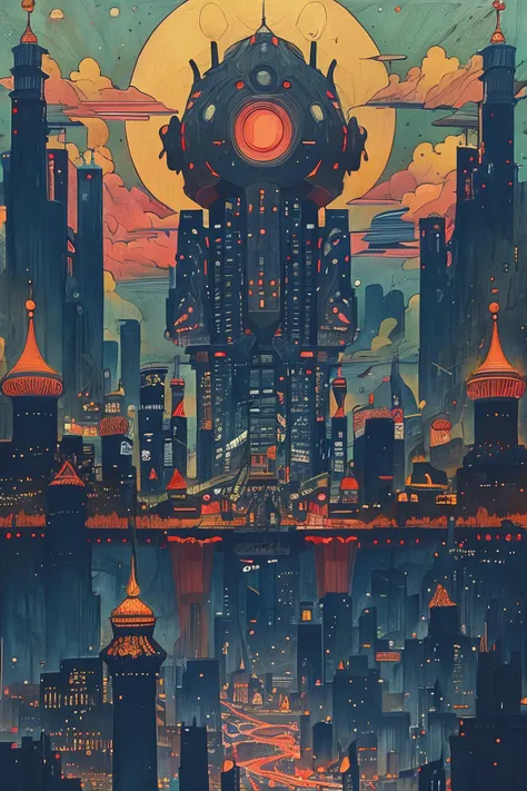 masterpiece,best quality,<lora:tbh166-:1>,illustration,style of Ivan Bilibin, cyberpunk city