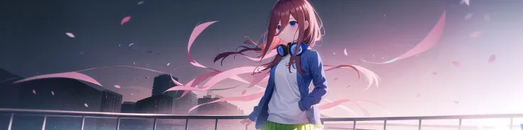 ((ultra-detailed)), ((illustration)),
AND <lora:ninonakano-lora-nochekaiser:1>, nino nakano, short hair, bangs, blue eyes, hair ornament, hair ribbon, pink hair, blunt bangs, two side up, butterfly hair ornament, skirt, shirt, long sleeves, white shirt, pleated skirt, open clothes, collared shirt, sleeves past wrists, dress shirt, cardigan, green skirt, open cardigan, black cardigan,
AND <lora:mikunakanotest:1>, miku nakano, long hair, bangs, blue eyes, brown hair, shirt, hair between eyes, headphones, cardigan, headphones around neck, skirt, shirt, long sleeves, white shirt, pantyhose, pleated skirt, black pantyhose, cardigan, green skirt, blue cardigan,