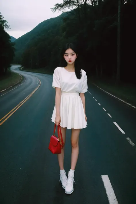 masterpiece, raw photo, film photo,   90s flash photo,  best quality,
1girl, empty road, beautiful girl, sin front of camera, 
<lora:Renhang_20230622161247:1:OUTS>, Renhang, <lora:epiNoiseoffset_v2:1.5>,