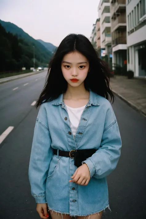 masterpiece, raw photo, film photo, 90s flash photo, best quality,
1girl, empty road, beautiful girl, sin front of camera,
<lora:Renhang_20230622161247:1:STYLE>, Renhang, <lora:epiNoiseoffset_v2:1.5>,