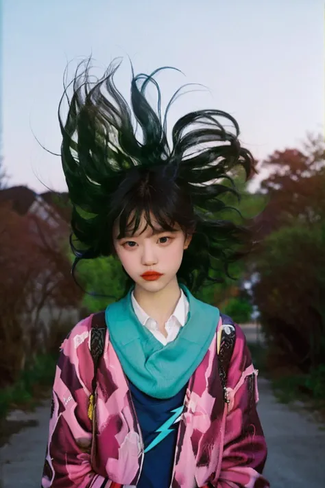 90s flash photo, empty road, beautiful girl, sin front of camera, best quality, masterpiece, raw photo, film photo, Renhang, <lora:epiNoiseoffset_v2:1.5>,