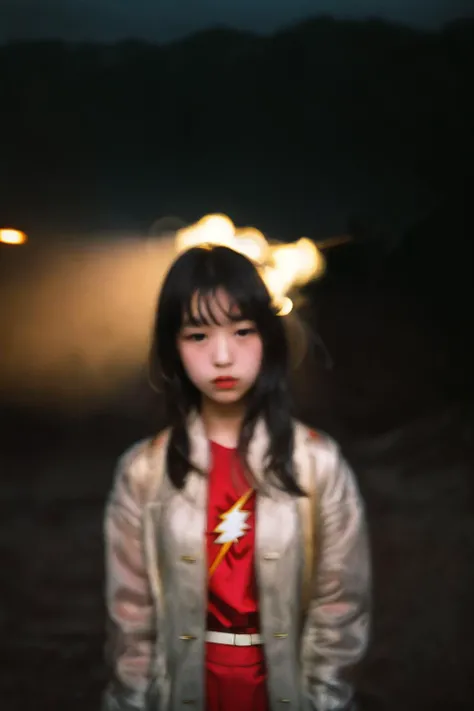 masterpiece, raw photo, film photo, 90s flash photo, 1girl, empty road, beautiful 1girl, sin front of camera, best quality, <lora:Renhang_20230622161247:0.85>, Renhang, <lora:epiNoiseoffset_v2:1.5>,