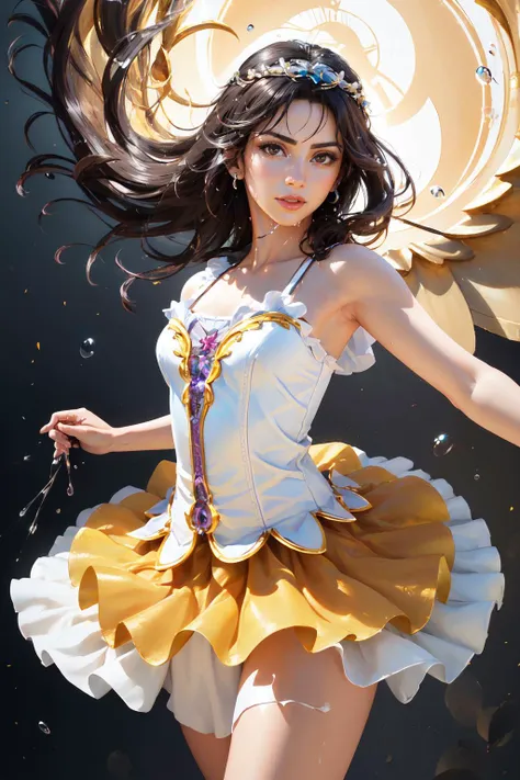 Highly detailed, High Quality, Masterpiece, beautiful, (photorealistic:1.5), (RAW photo, 8k uhd, film grain), beautiful dark haired edgEgyptian_woman,perfect edgEgyptian_face, perfect edgEgyptian_body, <lora:Doll_Egyptian:0.75>, OPSW, Primaballerina_tutu skirt, <lora:Outfit_SwimwearBeachTutu:0.75>, Set colors free in a medley of unrestrained expression, with energetic brushwork, spontaneous drips, and playful splashes that intertwine in a composition filled with joyful chaos,