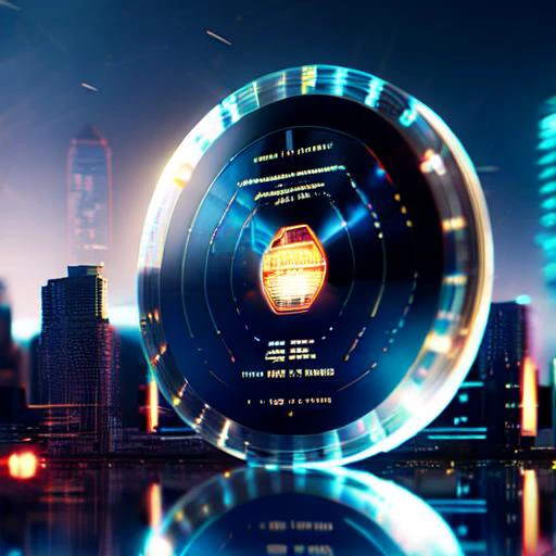 (datadisc style:1) a disc with a city in the background <lora:djzDatadiscV21:1>