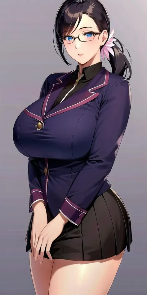1 girl, big breast, huge , busty, pastel pink color, teacher clothes, nipples, areola, high heels, background school,