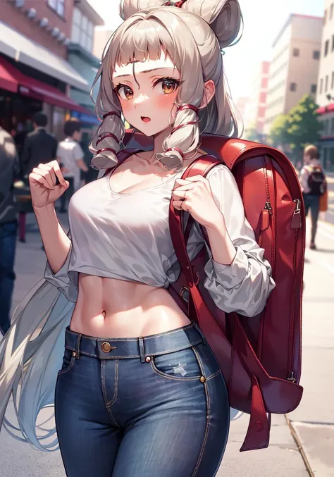 masterpiece, best quality, high resolution,
1girl, solo, midriff, jeans, backpack, on street,
<lora:Zeldaimpav2:0.8>