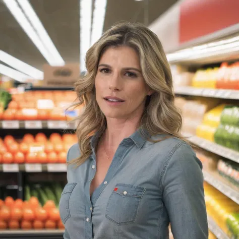 a photo of cory chase, ohwx, a woman in a grocery store, best quality, fine details, detailed skin, cinematic lighting <lora:corychase_SDXL:0.7>