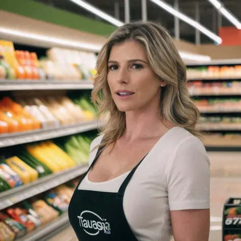 a photo of cory chase, ohwx, a woman in a grocery store, best quality, fine details, detailed skin, cinematic lighting <lora:corychase_SDXL:0.7>