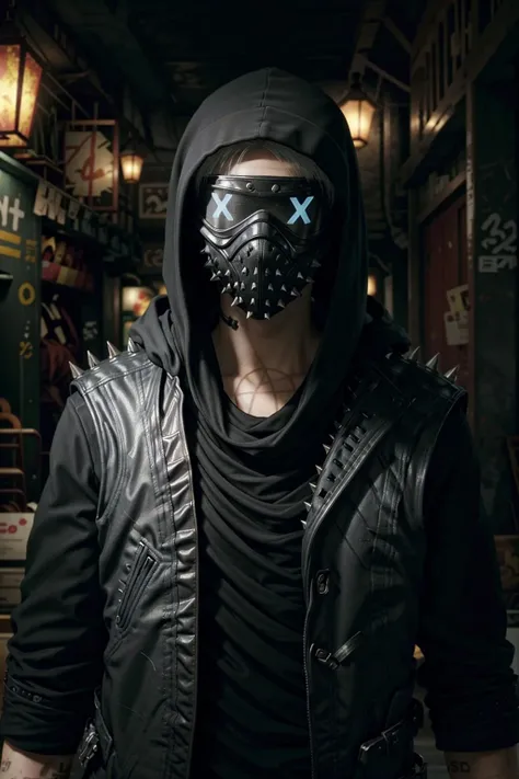 WrenchWatch, solo, blurry background, blurry, hood, male focus, spikes, 1boy, mask, upper body, hood up
<lora:epi_noiseoffset2:1>, <lora:WrenchWatch:0.7>