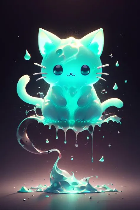 <lora:MintSlimeSkin-18:1.1>, <lora:kionantArtistStyle_v10:0.5>, mintslimeskin , luminescent translucent body ,
cat, animal,