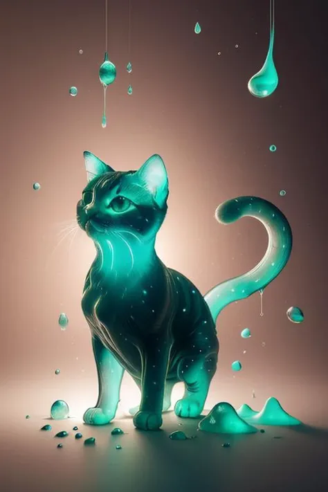 <lora:MintSlimeSkin-18:1.1>, <lora:kionantArtistStyle_v10:0.5>, mintslimeskin , luminescent translucent body ,
cat, animal,