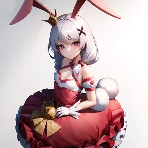 (masterpiece:1.2), (best quality:1.3), absurdres, magical_teriri, 1girl, standing, smile, hair_ornament, rabbit_ears, pink_dress, bare_shoulders, white_gloves, tail, magical_girl, pink_footwear, <lora:magical_teriri_v4-000025:1>