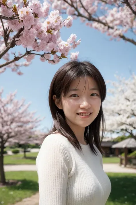 <lora:shihoActual01R:0.6> shiho,
portrait of a woman,
smile, "Hidden glade surrounded by blossoming cherry trees.", "A once-majestic building, now crumbled and taken by time."