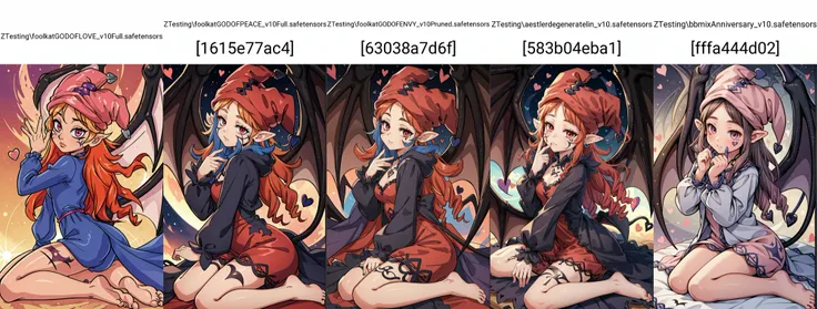 (masterpiece, best quality),  intricate details,
1girl, <lora:Ghostrick_Socuteboss:0.8> ghostrickscb, long sleeves, hat, dress, heart, wings, barefoot, bat wings, demon tail, facial tattoo, jester cap