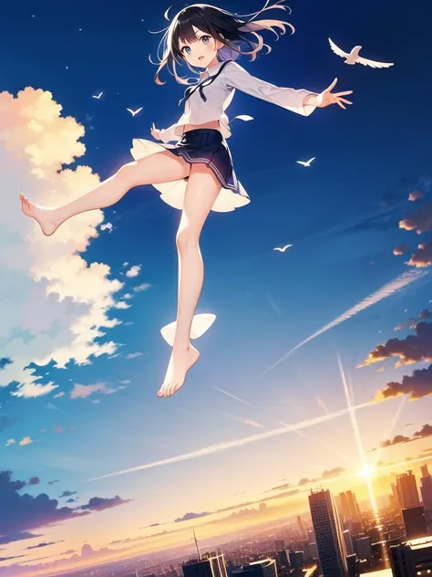 1girl, flying, standing, levitation,