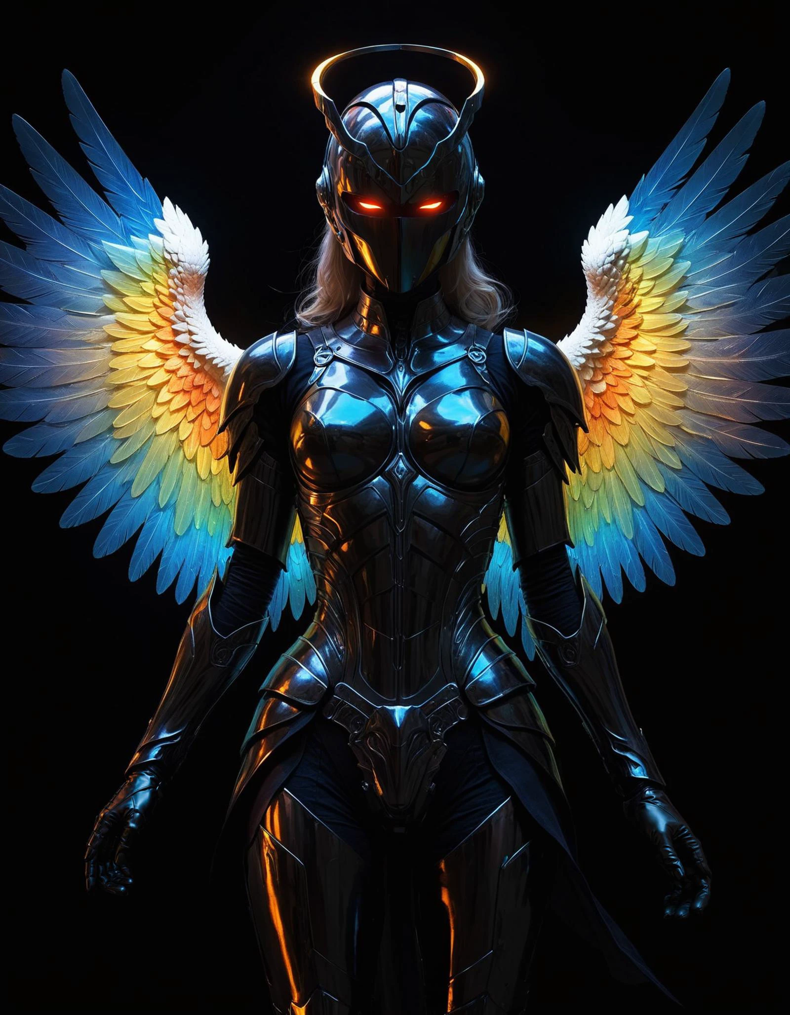 hyper realistic and highly detailed, a female angel knight with a bright magic aura , inspired by (Kentaro Miura:1.2) and (Ken Kelly:1.1) , pop art style, art, bright colors, bold outlines, popular culture themes, ironic or kitsch, bold lines, award winning, limited color palette, high contrast, depth of field, (intricate details, masterpiece, best quality:1.4), dramatic lighting, beautiful composition, looking at viewer, dynamic pose
<lora:quality1:0.7> <lora:SDXL_black_and_color_Sa_May:0.8> dark, black and color <lora:- SDXL - vntblk_vanta_shapes_V1.0:0.7> vntblk, black, dark, background