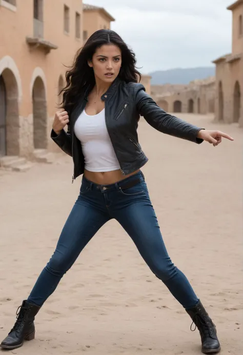 Macarena Gómez , action shot pose, zdyna_pose, film scene,, <cdt:d1=2;sat=1>, <lora:RMSDXL_Enhance:2>, <lora:RMSDXL_Darkness_Cinema:1> <lora:!action-sdxl-V0.5:1>