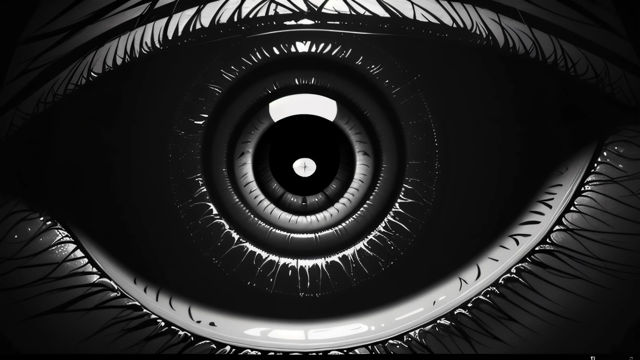 Several people are trying to enter a large eye,oil painting of,Surrealist art Dreamlike mysterious provocative symbolic intricate detailed,Monochrome Black and white contrast tone texture detailed,style by Joe Kubert,extremely beautiful professional trending on artstation hyperdetailed,Samsung Galaxy,Neon Light