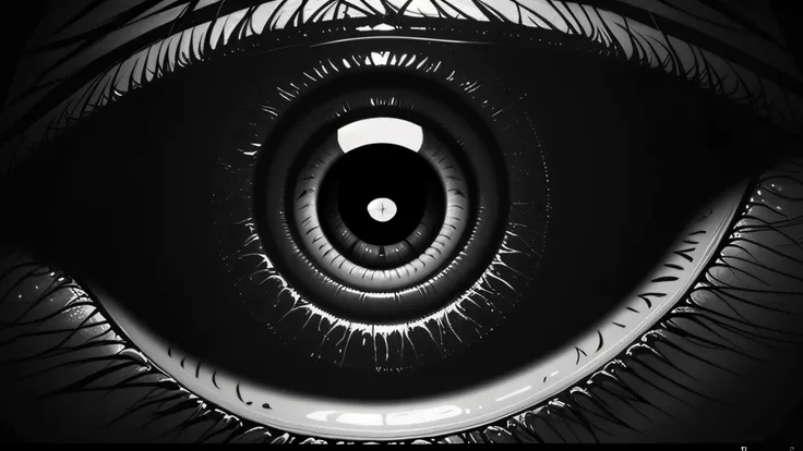 Several people are trying to enter a large eye,oil painting of,Surrealist art Dreamlike mysterious provocative symbolic intricate detailed,Monochrome Black and white contrast tone texture detailed,style by Joe Kubert,extremely beautiful professional trending on artstation hyperdetailed,Samsung Galaxy,Neon Light