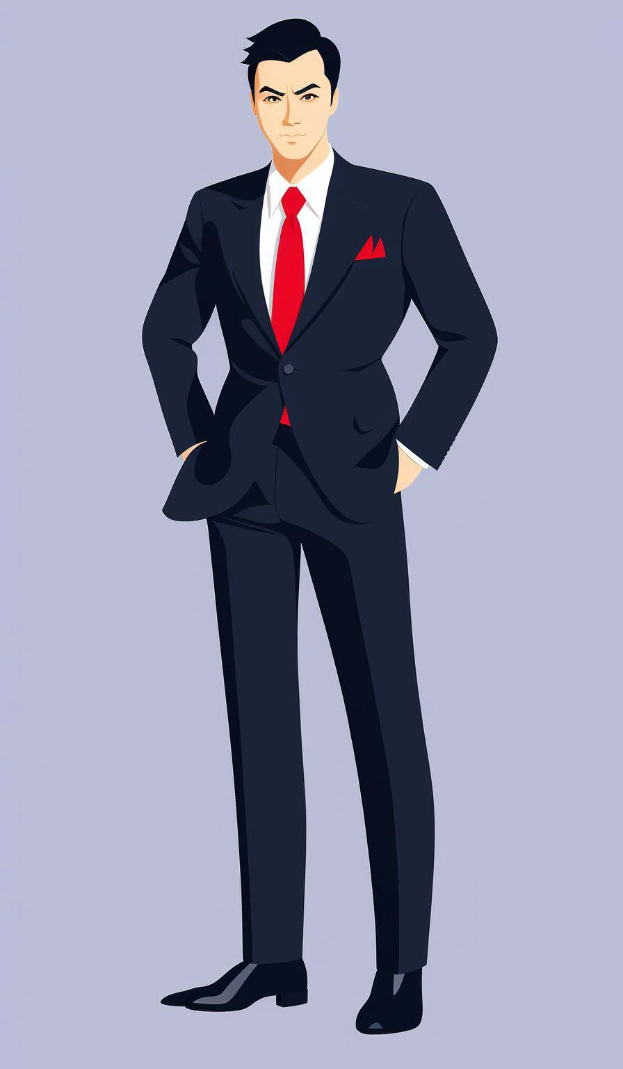 masterpiece, best quality, vector art, ChopioMinimalist, 1man wearing in office suit, simple background, (full body:1.3), pantyhose, solo, standing, simple background <lora:Minimalist-v2-01:1>,