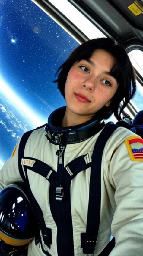 (photographic:1.3), (ultra wide lens:1.3), (close-up:1.3), (selfie shot:1.3), (an astronaut floating on space:1.3), (helmet:1.3), (infinite space behind him:1.3), (no gravity:1.1) <lora:detail_slider_v4:2>