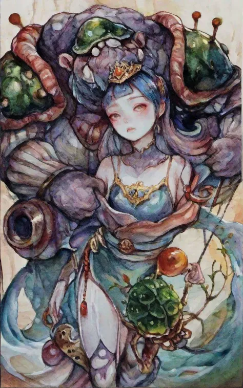 score_9,score_8_up,score_7_up,score_6_up,score_5_up,score_4_up,painting,watercolor,traditional media,<lora:绪儿水彩风格XUER watercolor:0.8>,XUER,highly detailed,masterful details,unconventional supreme masterpiece,with a high-end texture,
a cute human brain robot with,a brain can be seen through a holes,a pothole,a dent,a romantic light,