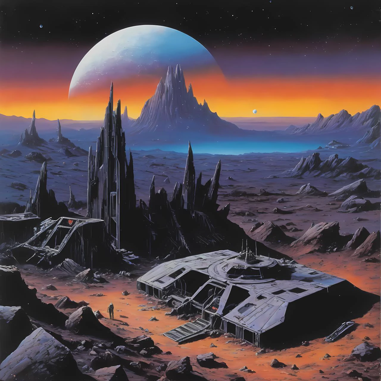 a vinyl album with, vinyl, record jacket, vinyl cover from 1988, album cover art, top-rated, top - rated, 80s, album art,
Starship graveyard, derelict ships, space debris, dark nebula in the distance, Lunar cave, glowing crystals, deep shadows, mysterious alien life