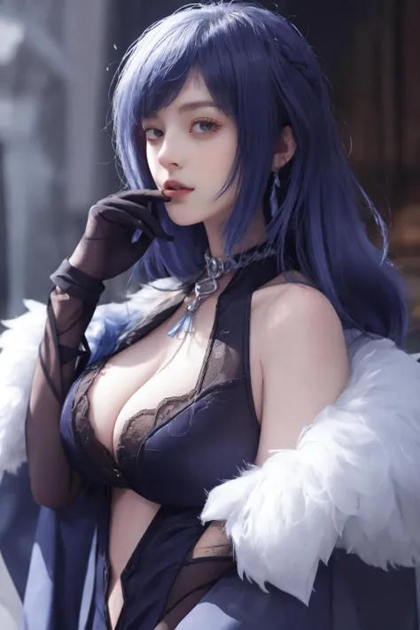 1girl, yelan, yelan \(genshin impact\), blue hair, green eyes, cosplay, <lora:yelan ax 01:0.75>, shadow, (eyeliner:0.8), seductive, Eye shadow, Put down one's hand, messy hair, close-up, depth of field, masterpiece, best quality,