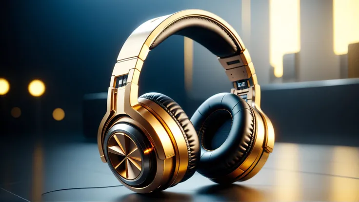 <lora:TransformersStyleXL:1>TransformersStyle Gold Bronze headphones on an empty surface, tech, sci-fi, technology, michael bay transformers, (metallic:0.7), 24mm, (analog, cinematic, film grain:1.3), Bokeh DOF, (Masterpiece:1.3) (best quality:1.2) (high quality:1.1)