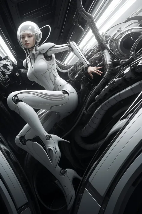 (masterpiece1.2),(best quality:1.2),(raw photo),ptp girl,solo,(upper body),robot woman by cybernetic ludum dare,(light smile:0.7),looks at viewer,face to viewer,in the style of sci-fi baroque,(transparent glass helmet),translucent thin tubes linked with helmet,dark white,8k resolution,machine aesthetics,intricate detail,hyper-realistic sci-fi,futuristic organic,(high key lighting),the bodysuit composed of various translucent mechanical parts,cyberpunk aesthetic. baroque xenomorph,dust in light,foggy,bokeh,kodak film,kodak portra 400,natural skin,true skin texture,<lora:baroque xenomorph-000008:0.5>,