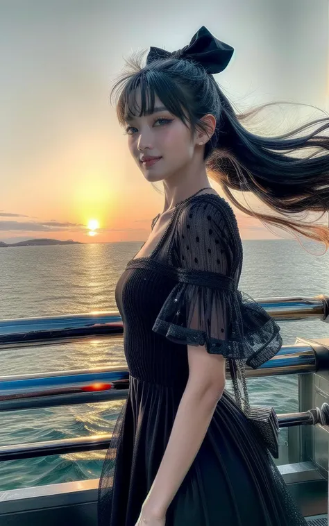 <lora:Minnie_V1:1> Minnie_V1 ,, (realistic), (hyperrealism), (photorealistic:1.4), 1girl, looking at the viewer, eye makeup, detailed eyes, detailed face, (upper body:1.2), detailed background, black dress, walking at the streets, sunset, (windy:1.2), <lora:more_details:1>