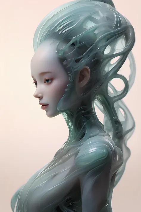 best quality,master piece,intricate details,1girl,solo,facing viewer,upper body,simple background,looking at viewer,lips,alien android,1girl,solo,simple background,(emerald:1.2),looking at viewer,lips,alien,a beautiful futuristic woman with a futuristic head,in the style of dark white and light aquamarine,translucent skin,undefined anatomy,eccentric detail placements,alien worlds,intricately sculpted,techpunk,spine,exo-steleton,colored skin,upper body,closed mouth,breasts,depth of field,ultra hd,matte photo,bold yet graceful,intricate embellishments,8k resolution,<lora:alienskin:0.7>,<lora:Jadestyle_20230820153305:0.7>, jade sculpture,jade face,<lora:cartoon_portrait_v2:0.4>,<lora:taoyi_v1:0.2>,tao yi,