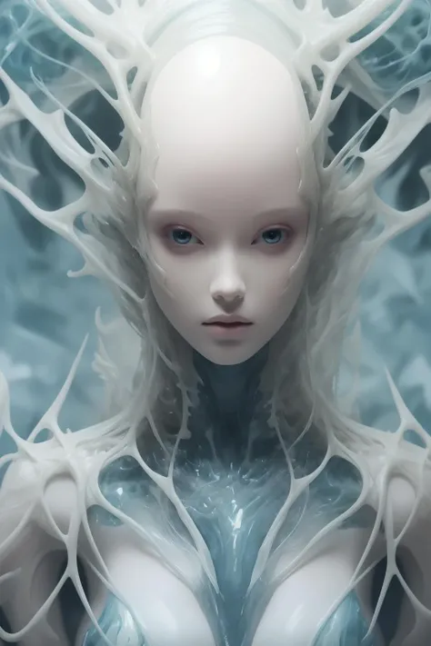 best quality,master piece,intricate details,1girl,solo,facing viewer,(full body:1.4),(light simle),legs,simple background,brightly,lips,alien android,simple background,alien,transparent skull,(organic helmet),a beautiful futuristic woman with a futuristic head,in the style of dark white and light aquamarine,translucent skin,undefined anatomy,eccentric detail placements,alien worlds,intricately sculpted,techpunk,spine,exo-skeleton,colored skin,upper body,closed mouth,breasts,depth of field,ultra hd,matte photo,bold yet graceful,intricate embellishments,8k resolution,<lora:alienskin:0.8>,<lora:bones_20230817015333:0.4>,<lora:cutegirl25d:0.3>,