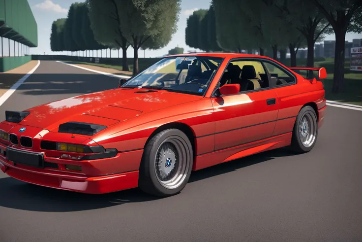 BMW850 , A rallye car race, in the city, rendered in unreal engine, photorealistic, 8k uhd, dslr, soft lighting, high quality, film grain, Fujifilm XT3,, 1 car, <lora:BMW850:0.8>