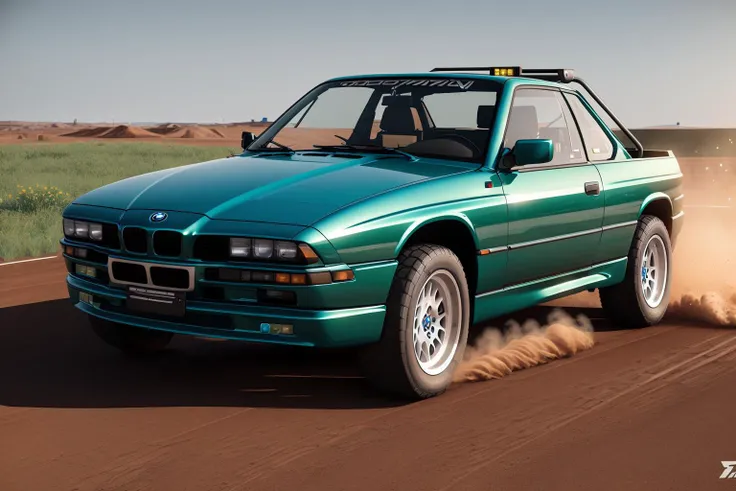 BMW850 , ((OFF-ROAD truck car race)), rendered in unreal engine, photorealistic, 8k uhd, dslr, soft lighting, high quality, film grain, Fujifilm XT3,, 1 car, <lora:BMW850:0.6>