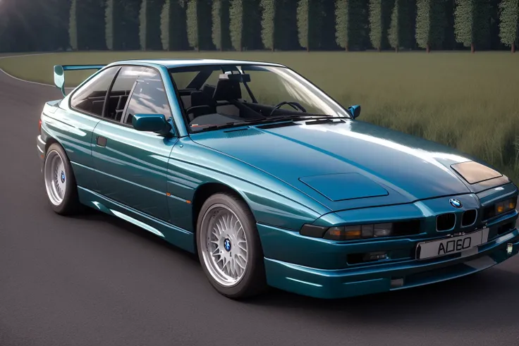 BMW850 , ((A rallye car race)), rendered in unreal engine, photorealistic, 8k uhd, dslr, soft lighting, high quality, film grain, Fujifilm XT3,, 1 car, <lora:BMW850:0.8>