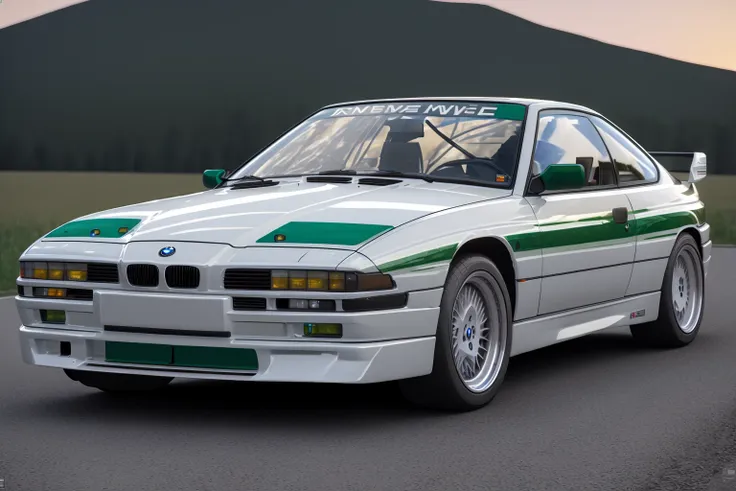BMW850 , ((A rallye car race)), rendered in unreal engine, photorealistic, 8k uhd, dslr, soft lighting, high quality, film grain, Fujifilm XT3,, 1 car, <lora:BMW850:0.8>