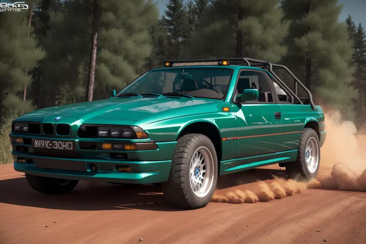 BMW850 , ((OFF-ROAD truck car race)), rendered in unreal engine, photorealistic, 8k uhd, dslr, soft lighting, high quality, film grain, Fujifilm XT3,, 1 car, <lora:BMW850:0.6>