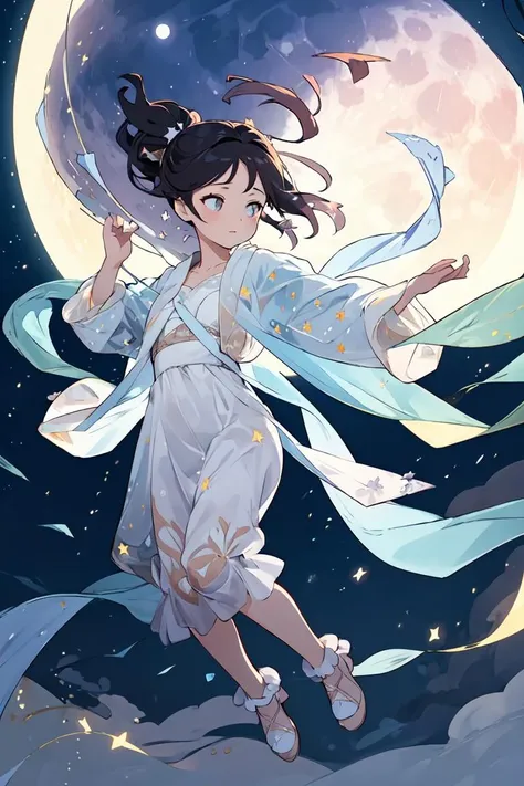 masterpiece,best quality,1girl,full body,floating,starry sky,moon,fog,<lora:chang e_20230927004552:0.8>,<lora:GoodHands-vanilla:1>,