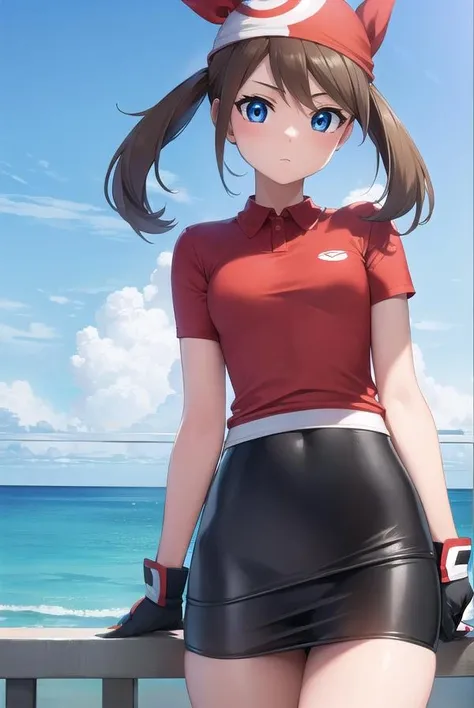 pokemonmay, <lora:pokemonmay-lora-nochekaiser:1>,
pokemonmay, blue eyes, brown hair, bandana, long hair, red bandana, twintails, hair between eyes, (small breasts:1.2),
BREAK bike shorts, collared shirt, gloves, microskirt, multicolored shirt, pencil skirt, red shirt, shirt, short sleeves, skirt, white skirt,
BREAK looking at viewer, upper body, full body,
BREAK outdoors, city, sky, sun,
BREAK <lyco:GoodHands-beta2:1>, (masterpiece:1.2), best quality, high resolution, unity 8k wallpaper, (illustration:0.8), (beautiful detailed eyes:1.6), extremely detailed face, perfect lighting, extremely detailed CG, (perfect hands, perfect anatomy),