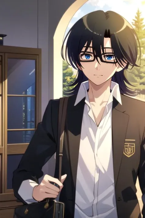 (best quality:1.1), (masterpiece:1.4), game cg, , upper body, depth of field, , , 1boy, solo, male focus, <lora:kanade_okada:0.88>, kanade_okada, black hair, blue eyes, , , Narnia: A land of talking animals and magical creatures, ruled by Aslan the lion,