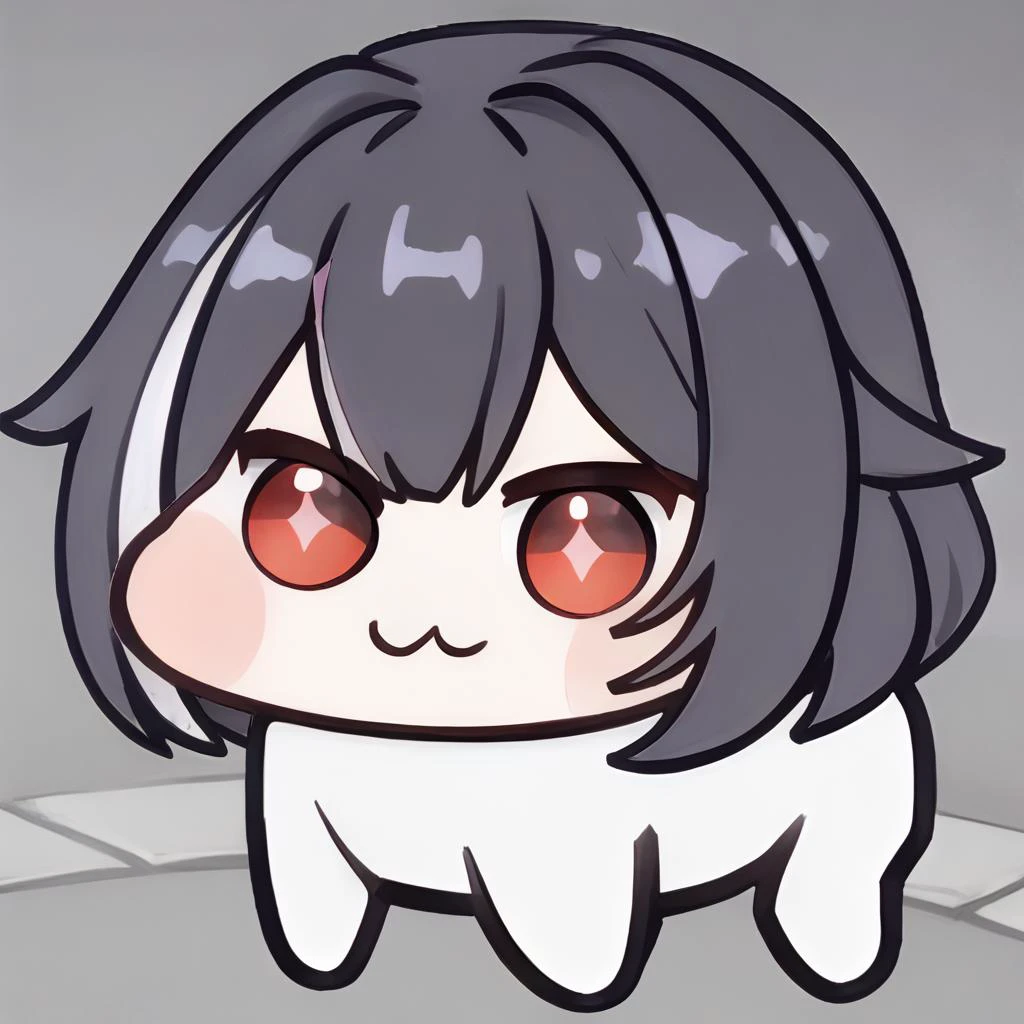 doro, creature, :3, chibi, no humans, four legs, solid circle eyes, no pupils, white skin, <lora:Doro_X_PDXL_V1:1.0>, <lora:xerahkr-ponyxl-beta1-08:1.0>, xerahkr, short hair, streaked hair,