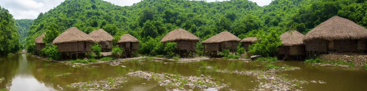 realistic analog photo, award winning photo,
 <lora:SavageVillage:0.75> savi, village, houses, water well, a river with bridge, palisades,
RAW, highres, 8k, uhd, High Dynamic Range, tonemapping, crisp details,