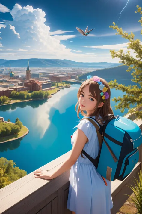 1girl, professional Water color painting, majestic, high angle shot of a ([Hummingbird|Backpack]:1.3) , it is very [Impressive:Morbid:6] and Majestic, Distinguished Helsinki in background, Sri Lankan pond with Sagebrush, Thunderstorm, Panorama, [ (by Victoria Poyser:1.0) | (Daniel Ridgway Knight:1.2) | (Nick Veasey:1.0) | (Andréi Arinouchkine:0.7) ], Maximalist, Relaxed, Art Nouveau, volumetric lighting, Circular polarizer, Vivid Colors, Magic the gathering, deep blue details, professional, extremely detailed CG Unity 8k wallpaper