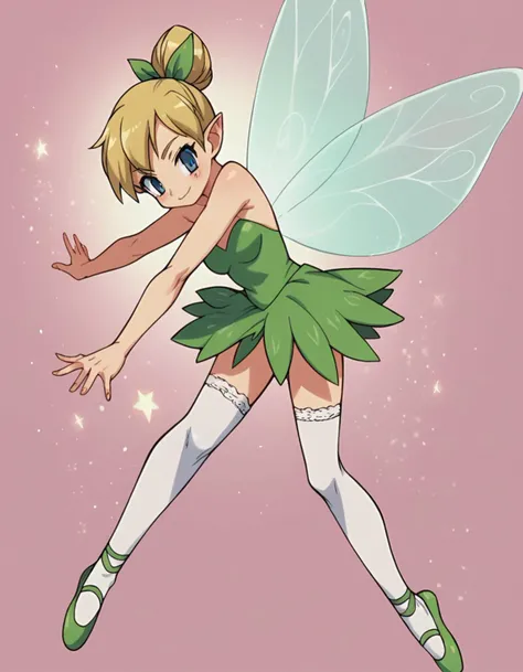 zPDXL, score_9, score_8_up, score_7_up, source_anime,
1girl, solo, light smile, (outstretched_leg), Tinker Bell, fairy, blonde hair, fairy wings, ballerina wearing Fairy-like lilac leotard with floral appliques, ethereal tulle skirt, stockings, ballet slippers, <lora:KoWaGo_v2-1:0.8> himm,