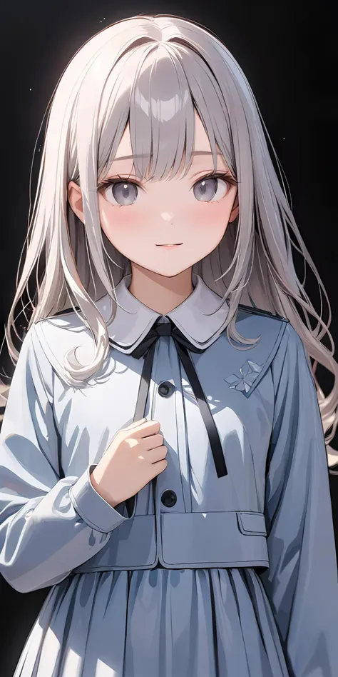 masterpiece,ultra-detailed,best quality,8K,illustration,cute face,clean skin ,shiny hair,girl,simple background
 <lora:add-detail-xl:1>  <lora:jyoji formal_XL_V1.0:0.5> jyojifuku, dress, long sleeves, jacket